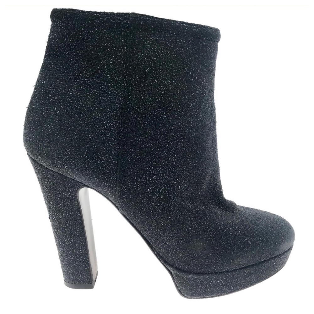 BARNEYS NEW YORK METALLIC BLACK BOOTIES ANKLE